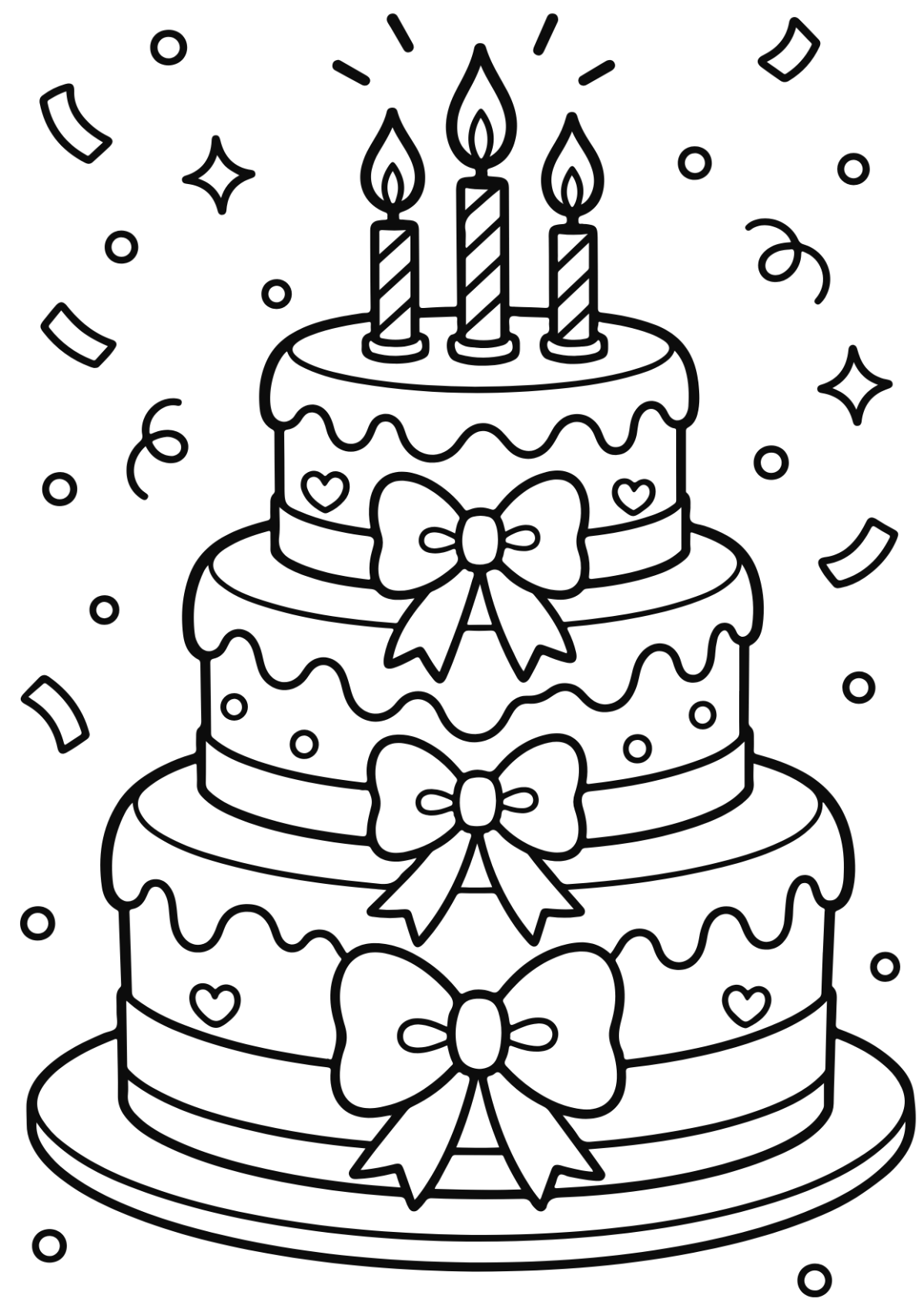 Free Birthday Cake Coloring Page Template to Edit Online