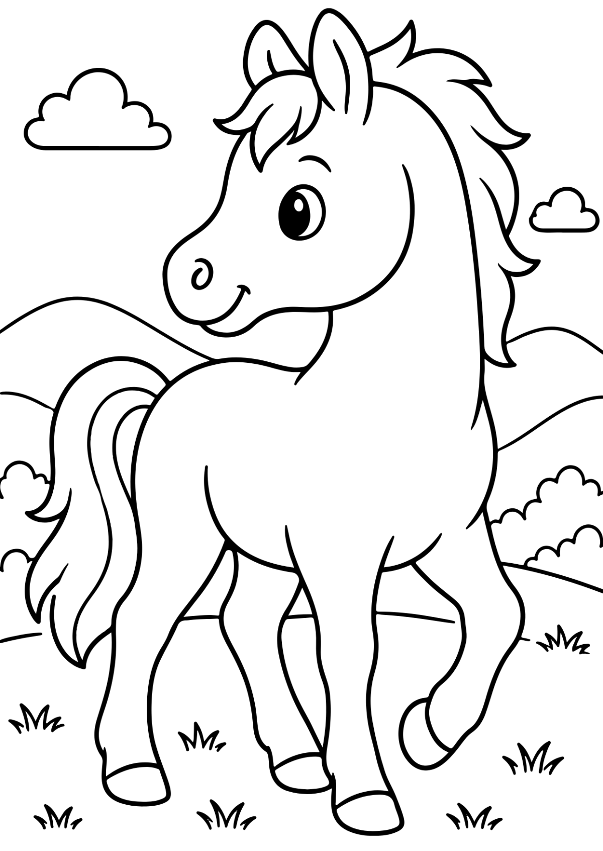 Free Horse Coloring Page Template to Edit Online