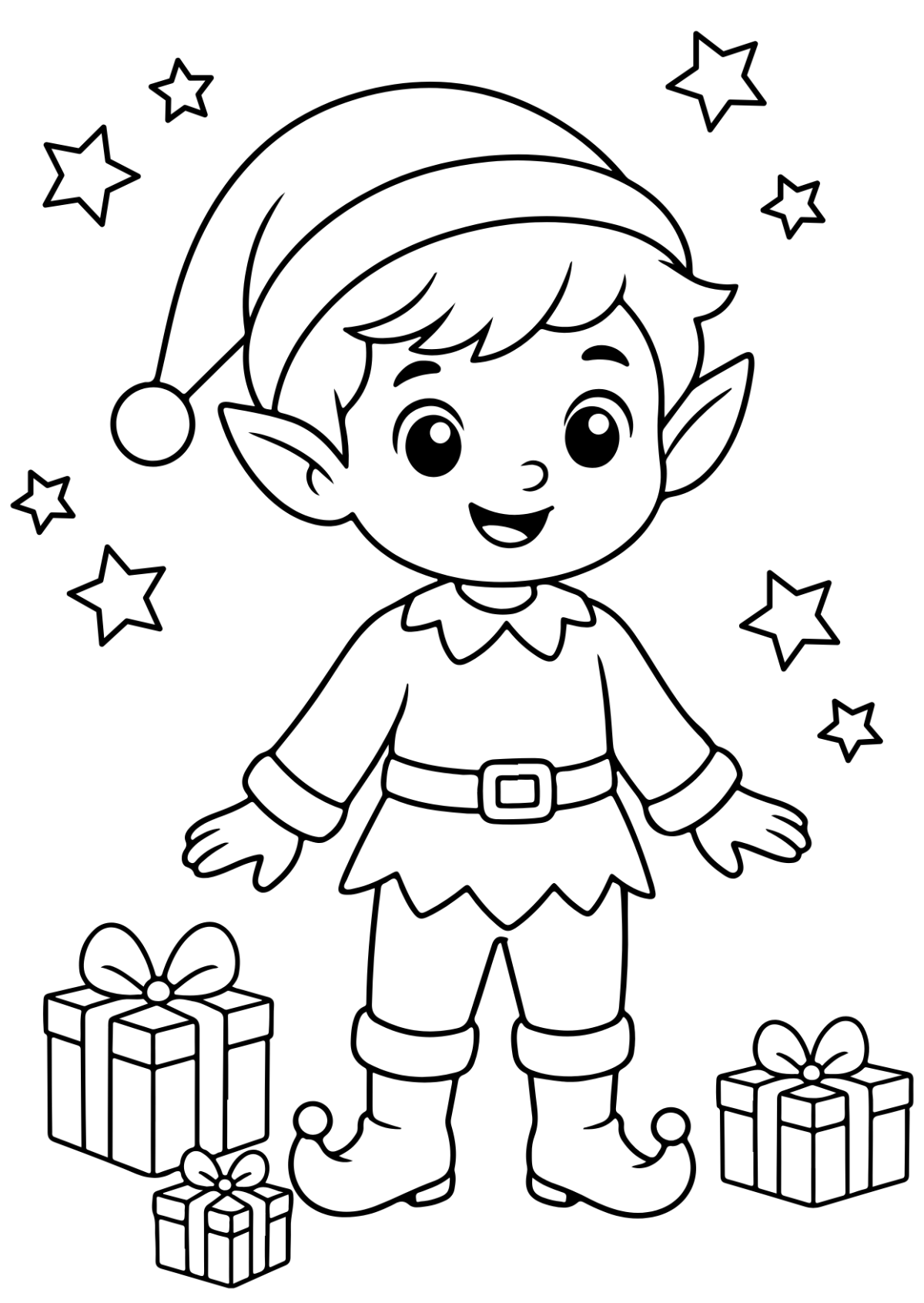 Free Elf Coloring Page Template to Edit Online