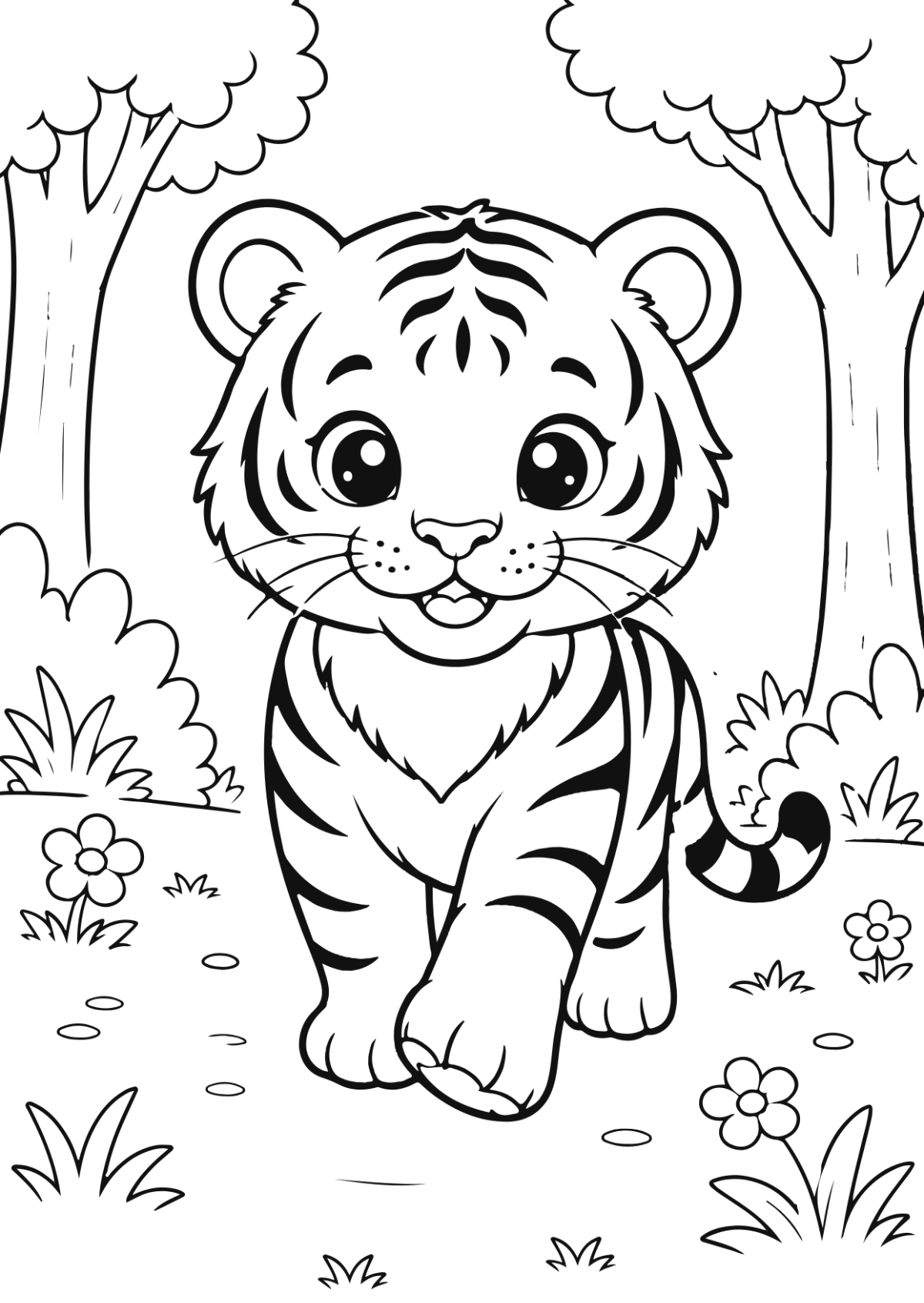 Free Tiger Coloring Page Template to Edit Online