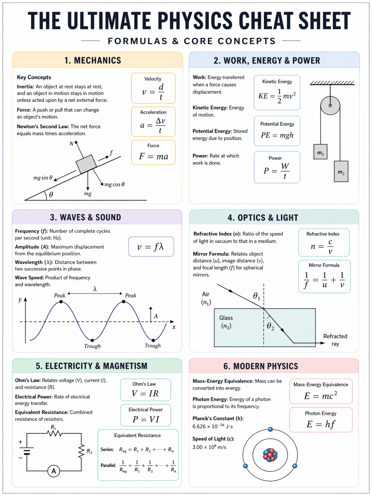Free Physics Cheat Sheet Template to Edit Online