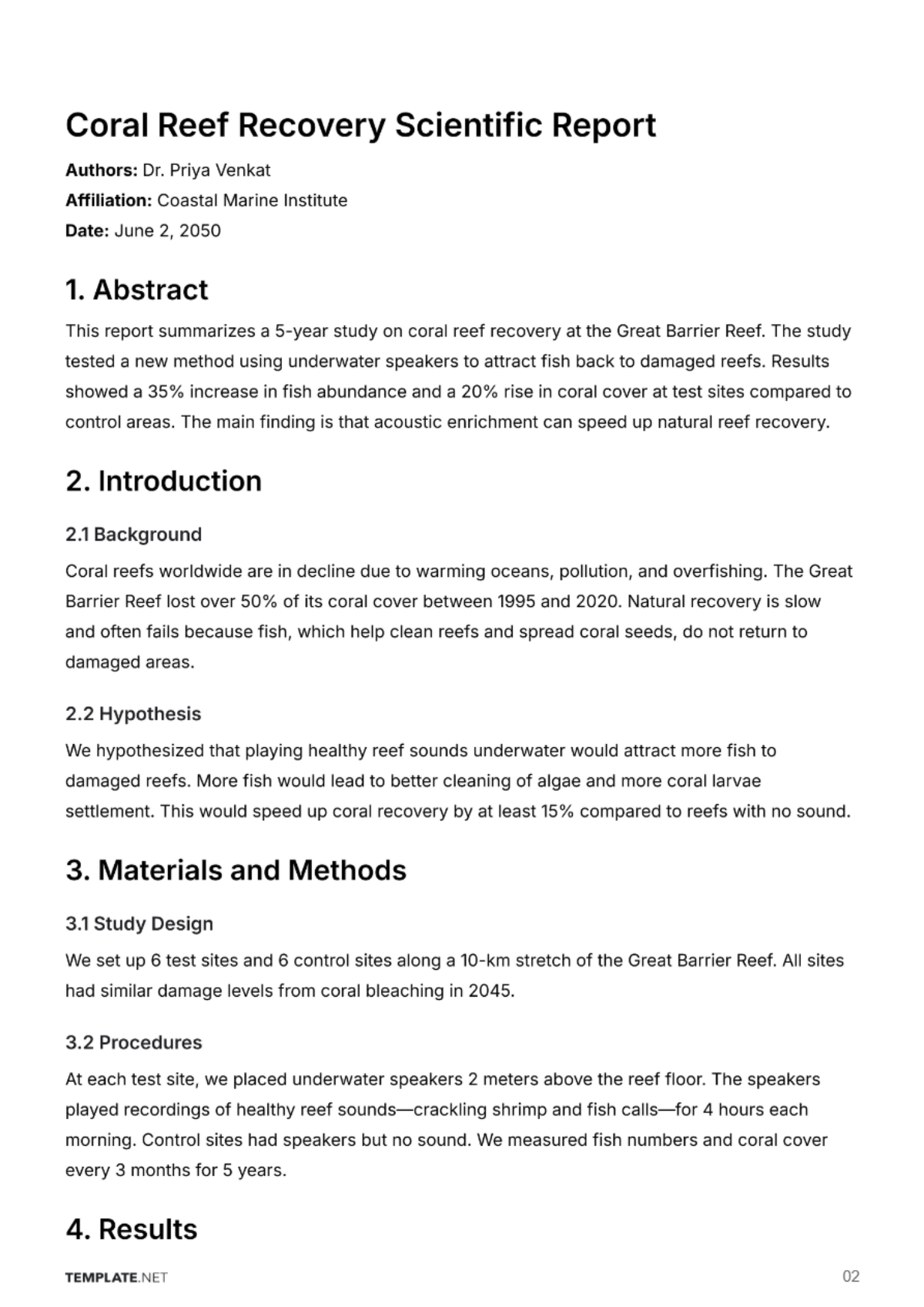 Free Scientific Report Template to Edit Online