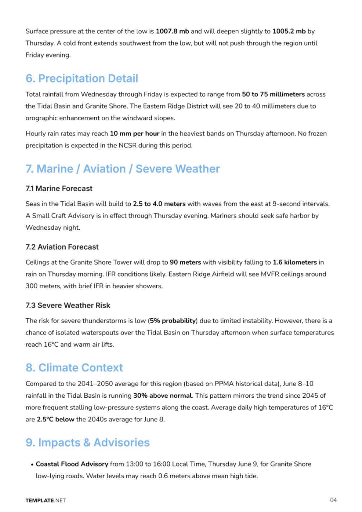 Free Weather Report Template to Edit Online