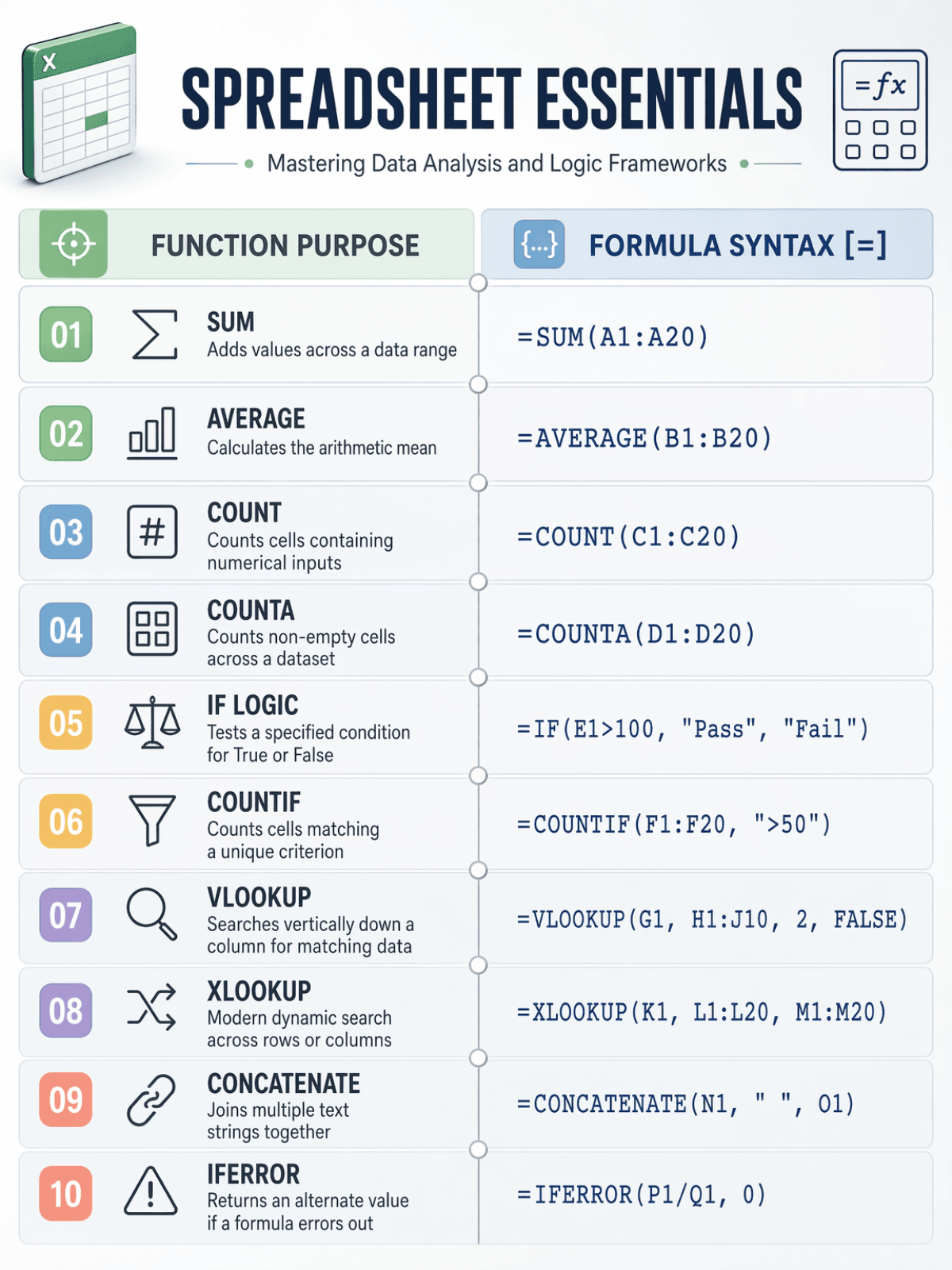 Free Spreadsheet Cheat Sheet Template to Edit Online