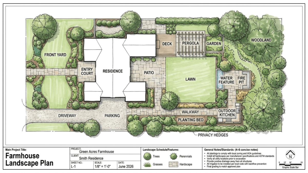 Farmhouse Landscape Plan Template