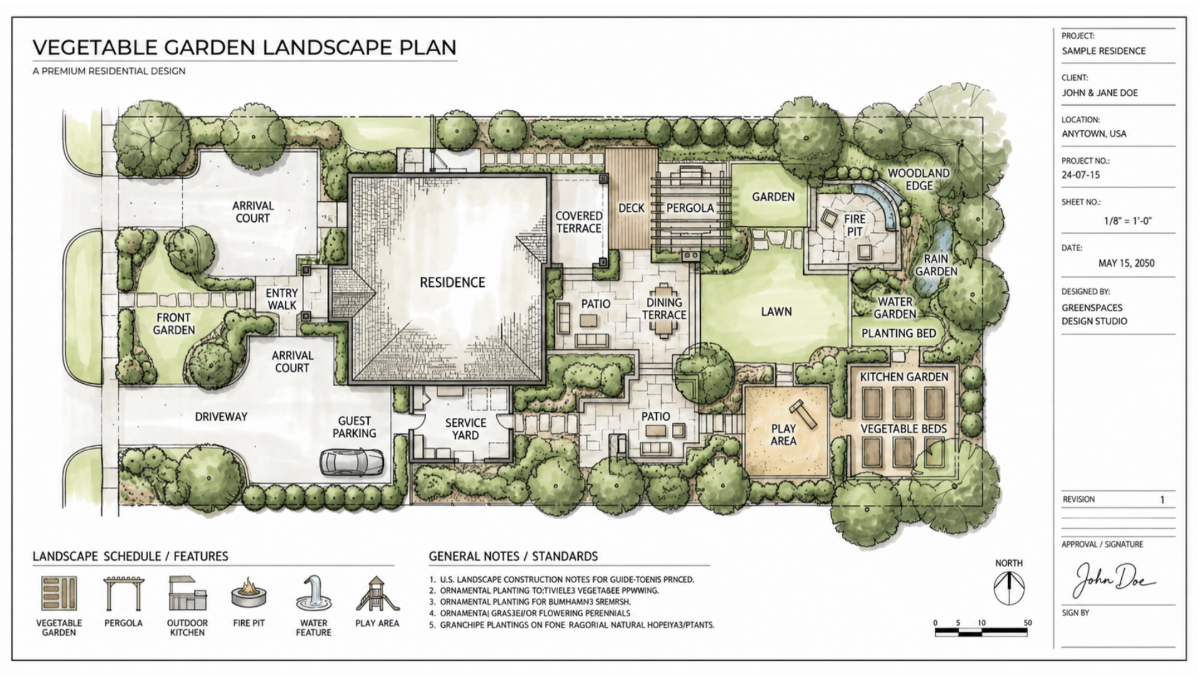 Vegetable Garden Landscape Plan Template