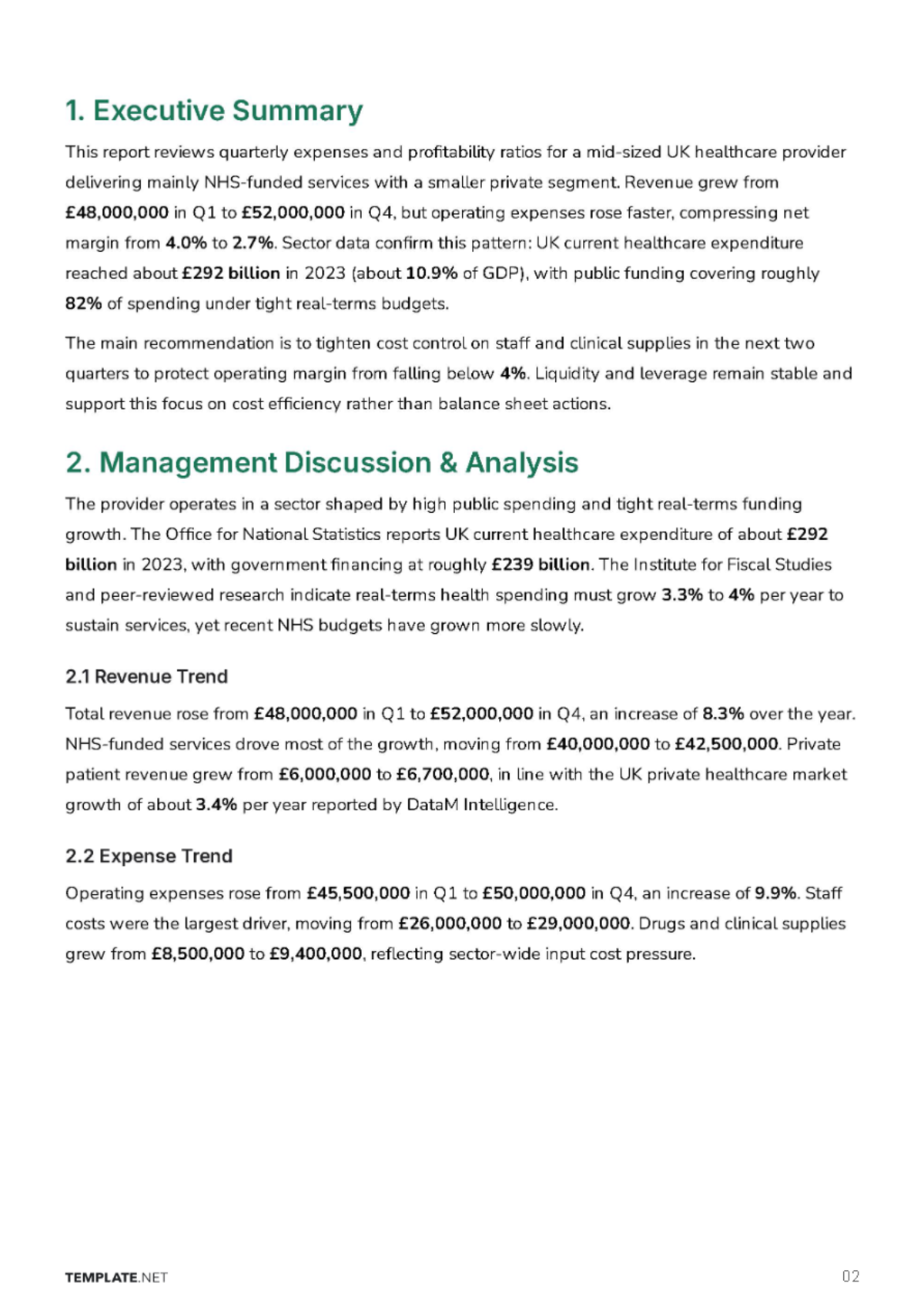 Free Financial Report Template to Edit Online