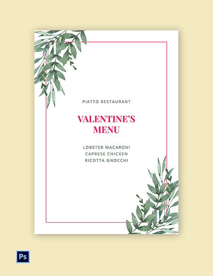 Valentine's Day Restaurant Menu Template