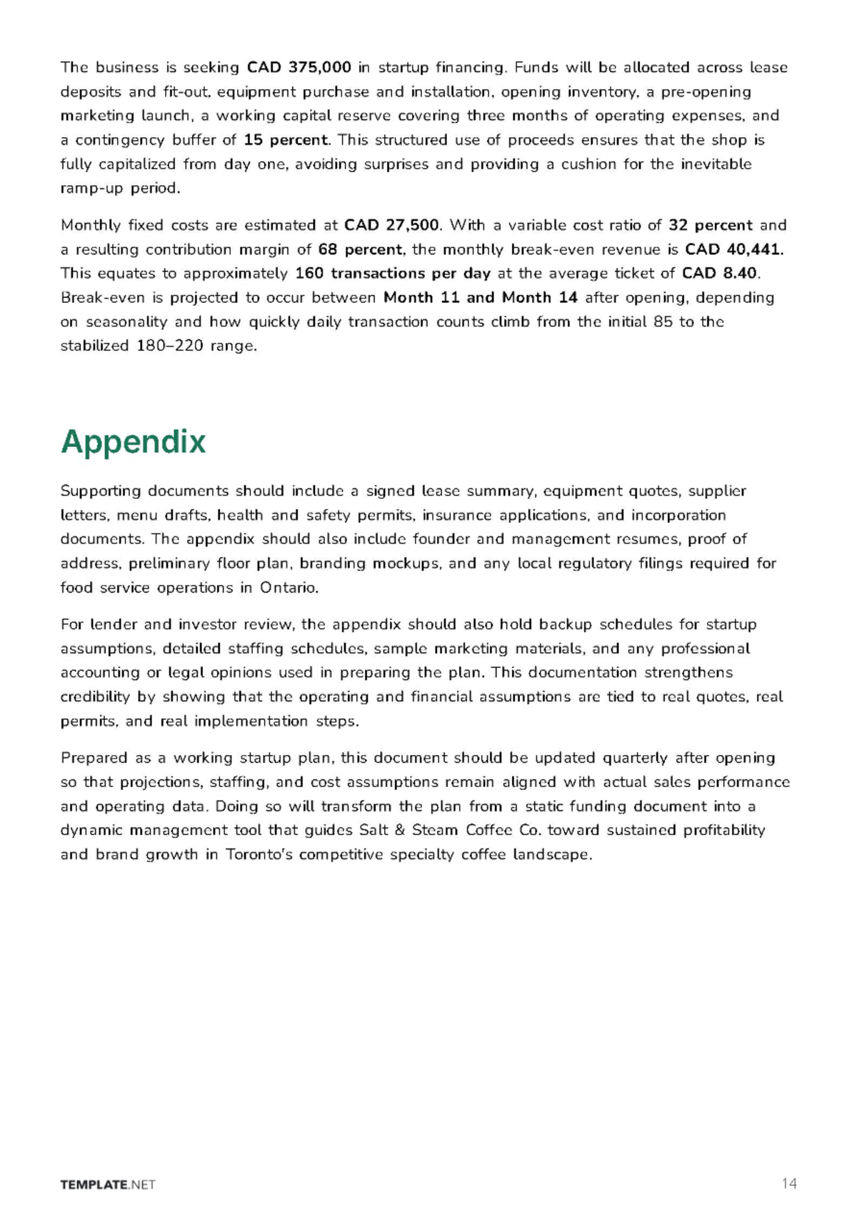 Free Startup Business Plan Template to Edit Online