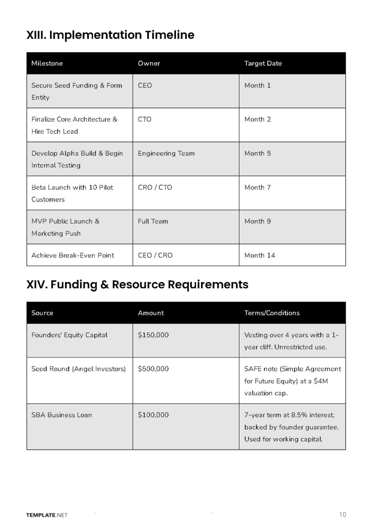 Free Feasibility Business Plan Template to Edit Online