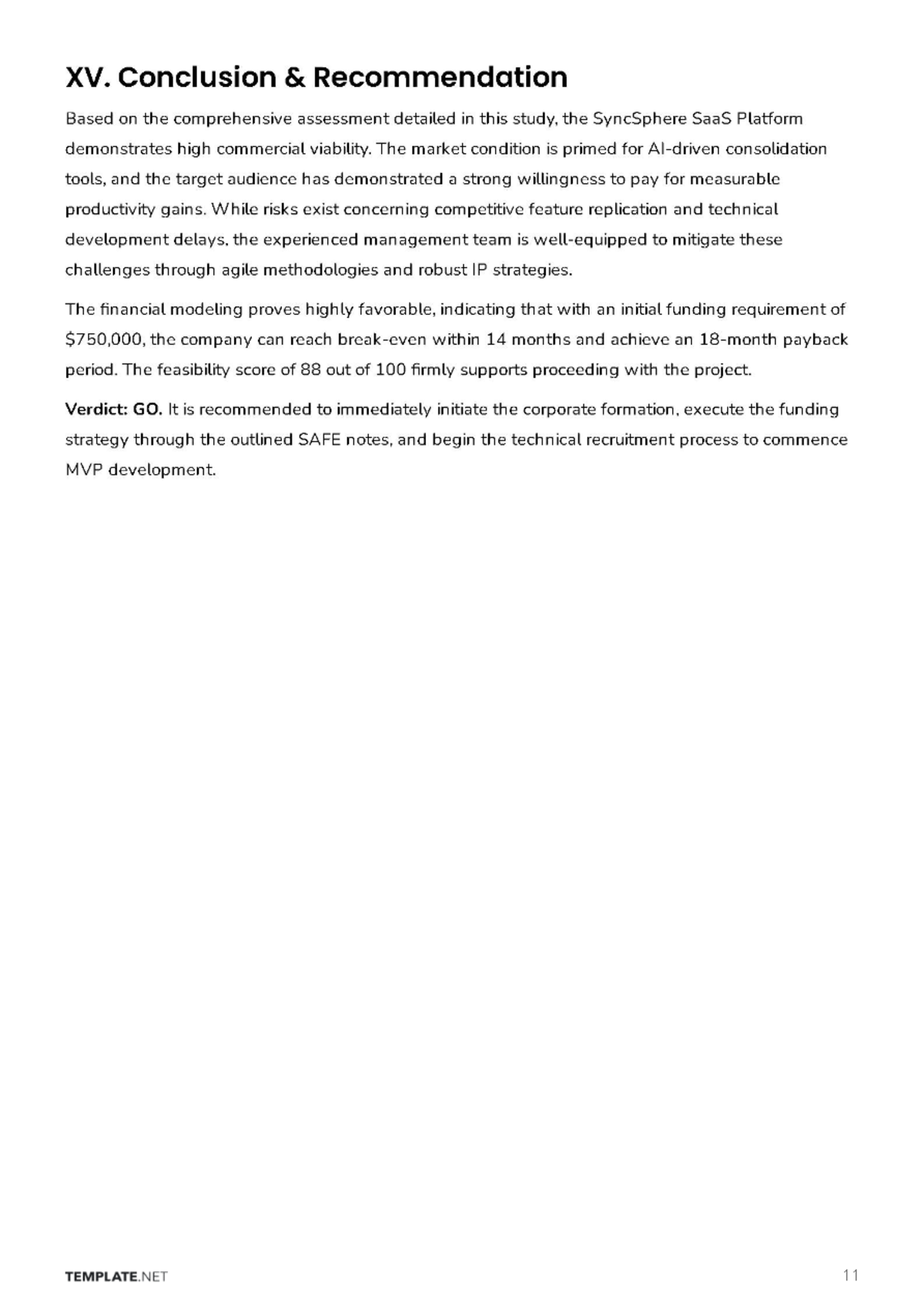 Free Feasibility Business Plan Template to Edit Online