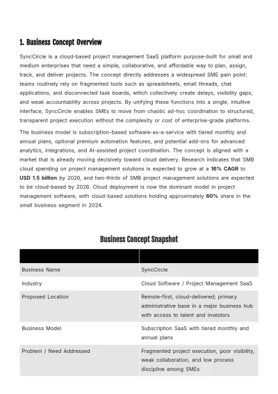 Free Feasibility Business Plan Template to Edit Online