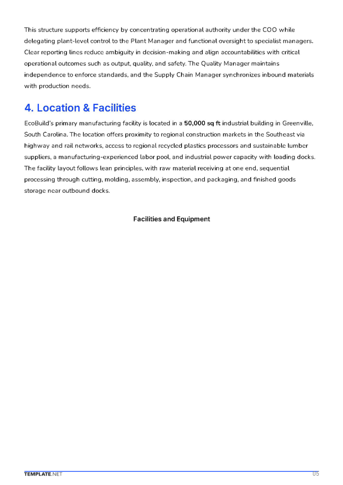 Free Operations Business Plan Template to Edit Online