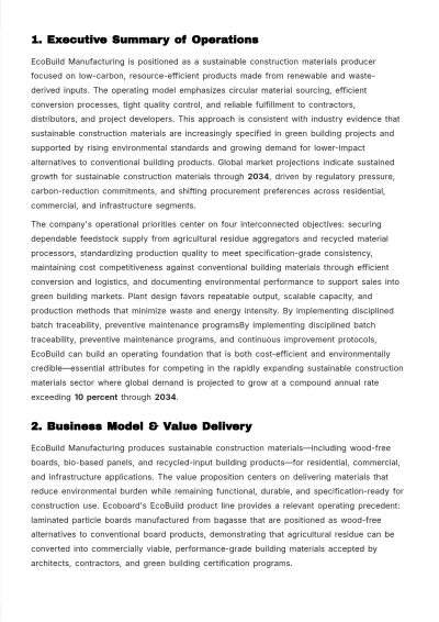 Free Operations Business Plan Template to Edit Online