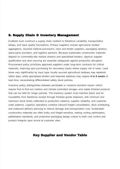 Free Operations Business Plan Template to Edit Online