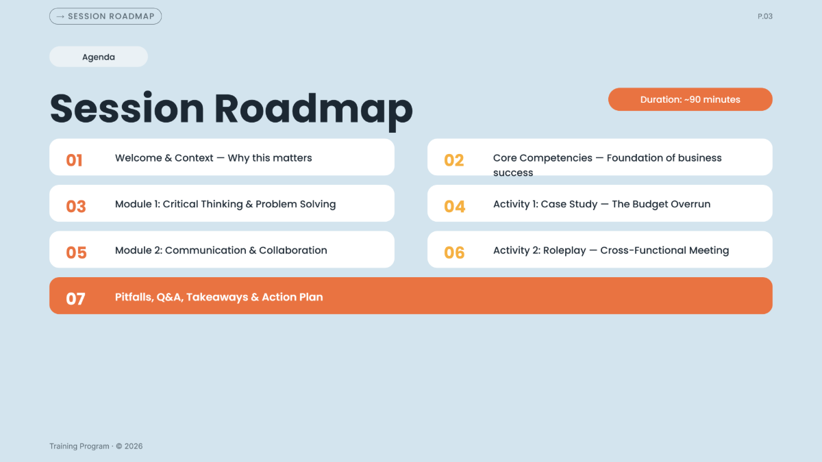 Free Training Presentation Template to Edit Online