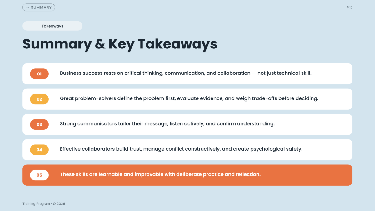 Free Training Presentation Template to Edit Online