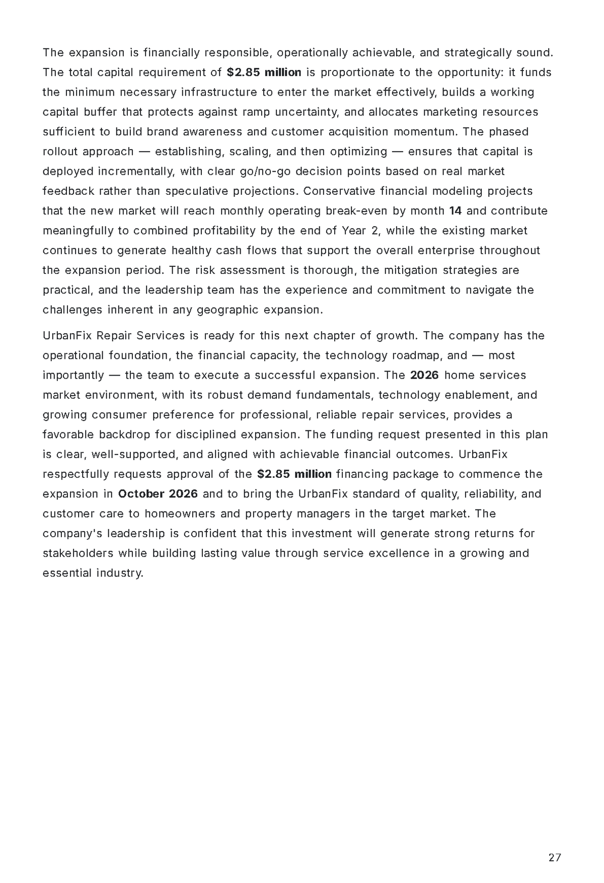 Free Expansion Business Plan Template to Edit Online