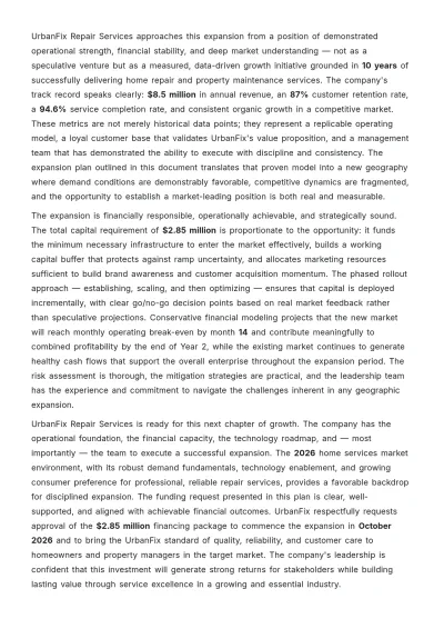 Free Expansion Business Plan Template to Edit Online