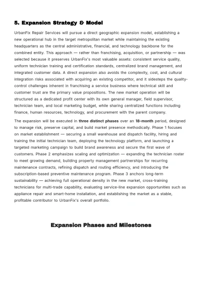 Free Expansion Business Plan Template to Edit Online