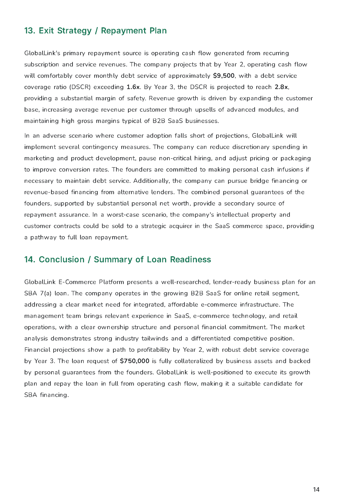 Free SBA Loan Business Plan Template to Edit Online