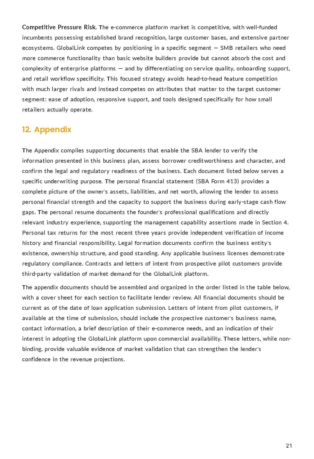 Free SBA Loan Business Plan Template to Edit Online