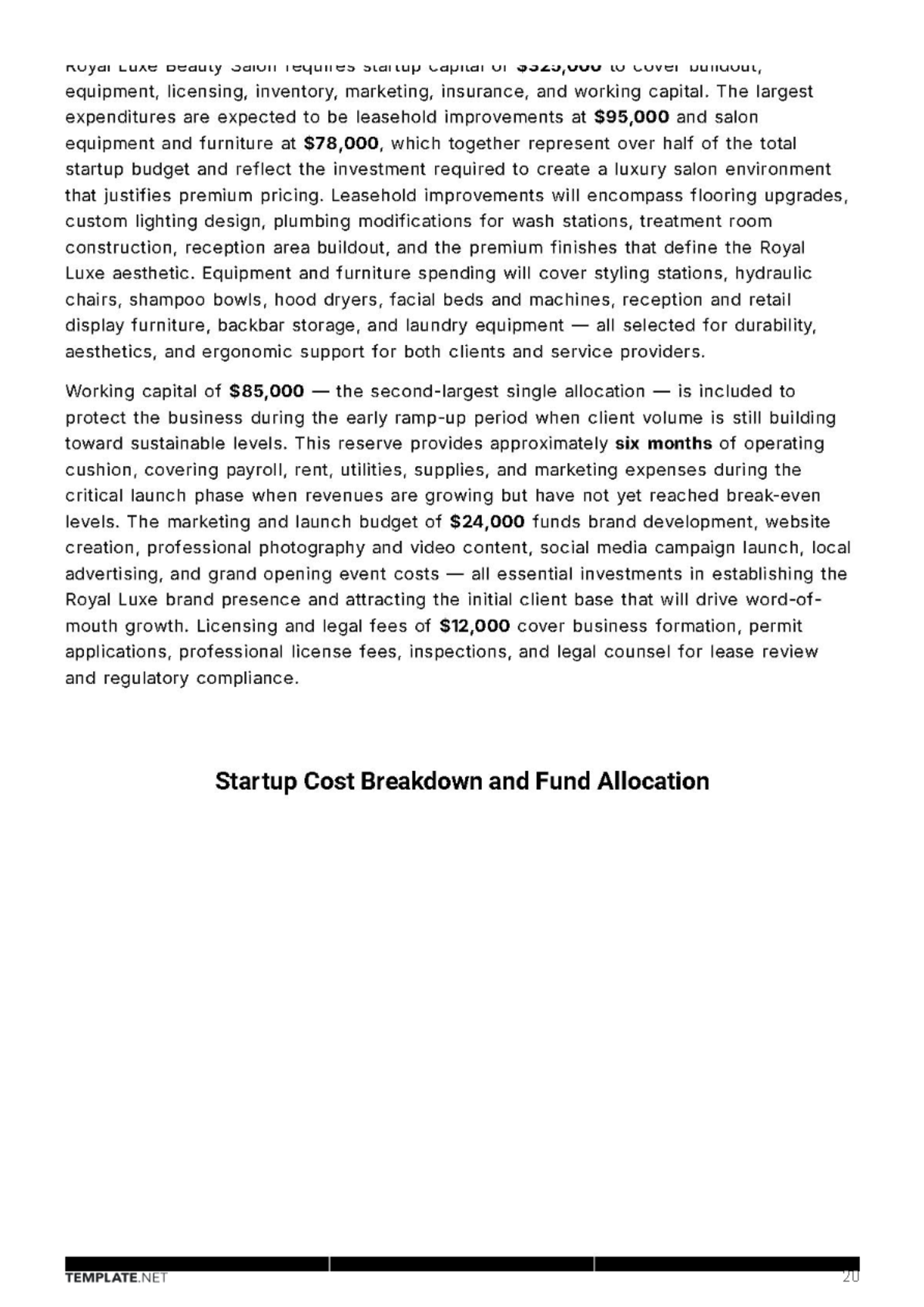 Free Saloon Business Plan Template to Edit Online