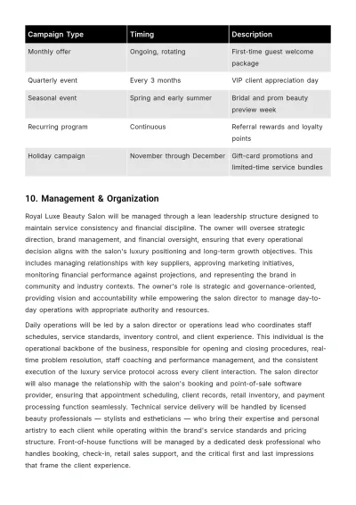 Free Saloon Business Plan Template to Edit Online