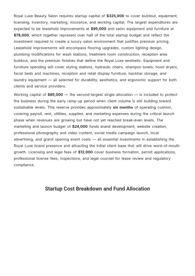 Free Saloon Business Plan Template to Edit Online