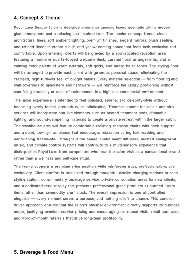 Free Saloon Business Plan Template to Edit Online