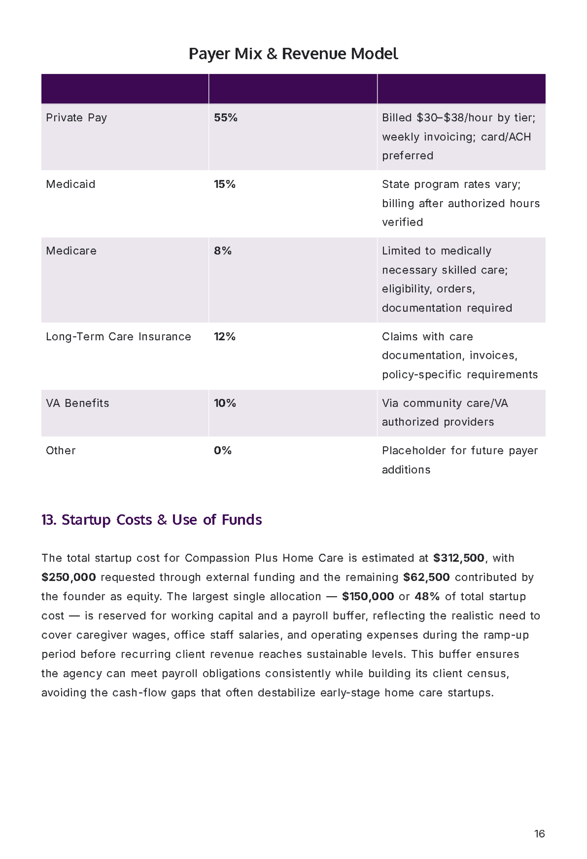 Free Home Care Business Plan Template to Edit Online