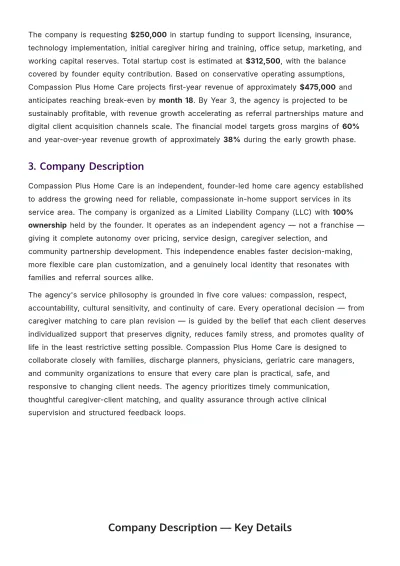 Free Home Care Business Plan Template to Edit Online