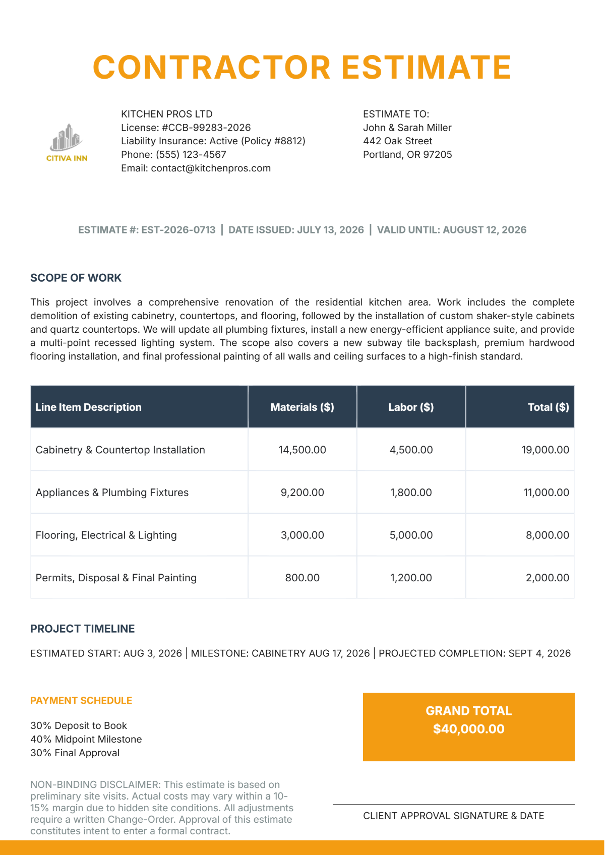 Free Contractor Estimate Template to Edit Online Free Contractor Estimate Template to Edit Online