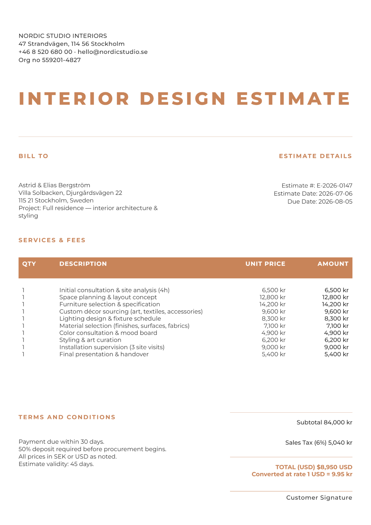 Free Interior Design Estimate Template to Edit Online Free Interior Design Estimate Template to Edit Online