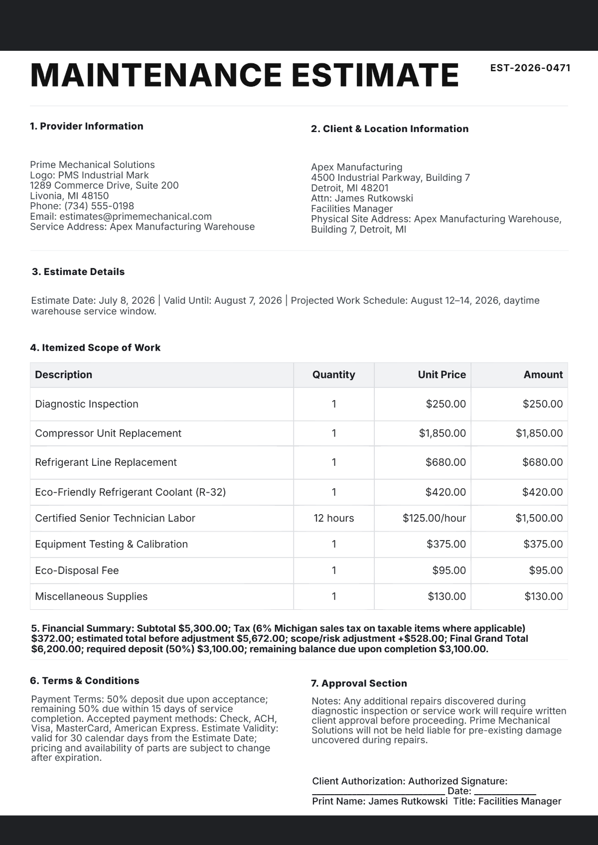 Free Maintenance Estimate Template to Edit Online Free Maintenance Estimate Template to Edit Online