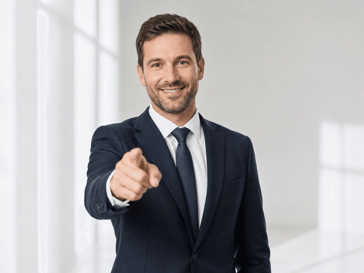 Free Businessman Pointing Hand Gesture Template to Edit Online