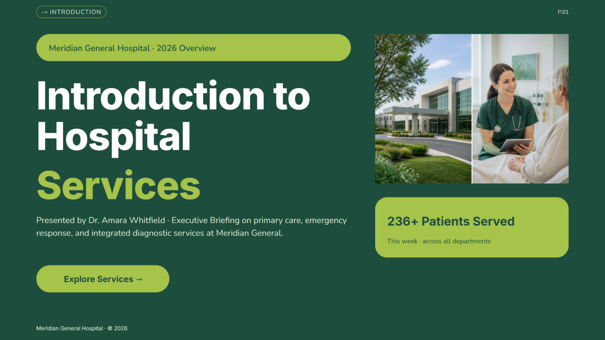 Hospital Presentation - AI Education Presentation Generator, Free AI Education Presentation Maker Hospital Presentation - AI Education Presentation Generator, Free AI Education Presentation Maker