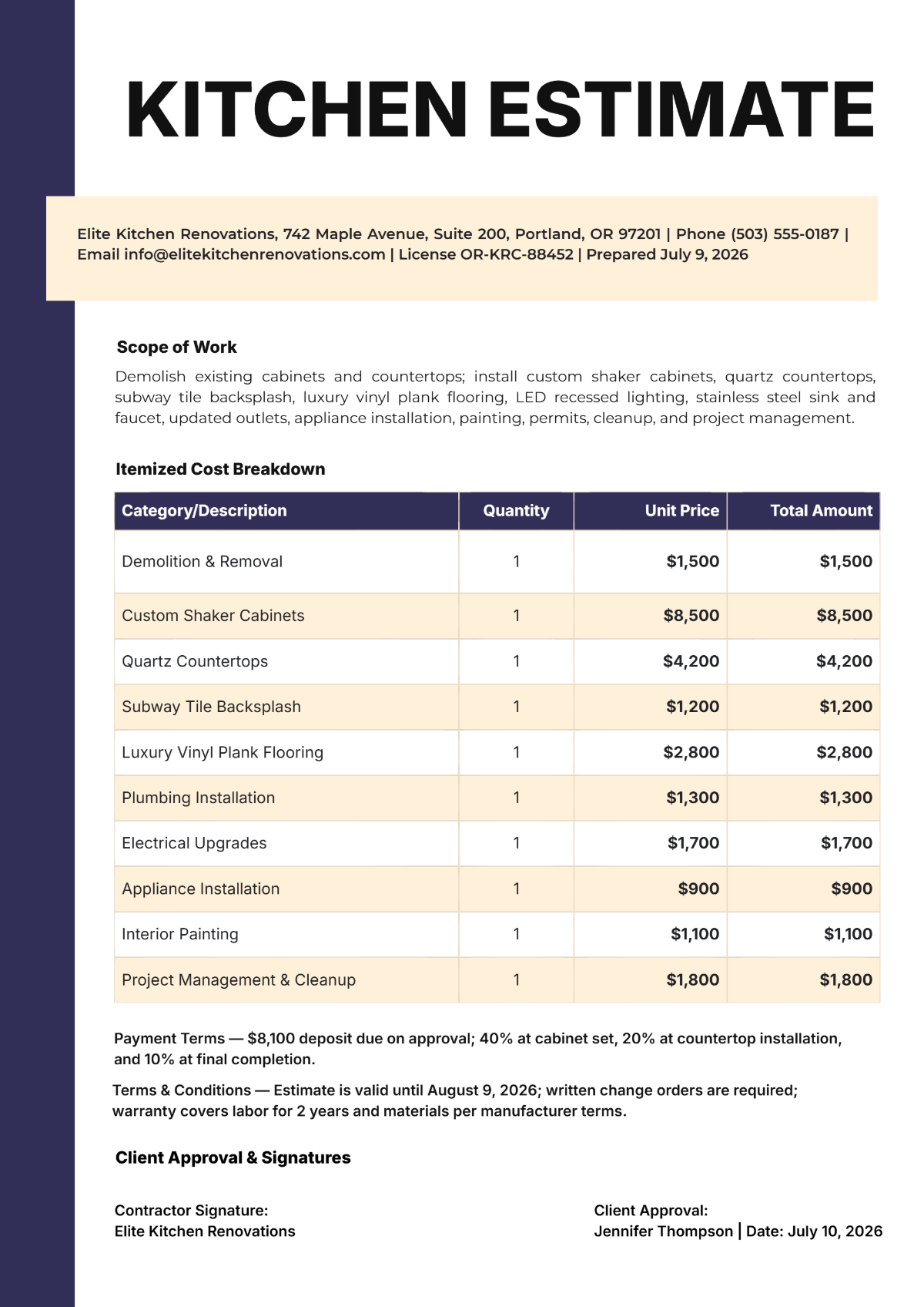 Free Kitchen Estimate Template to Edit Online Free Kitchen Estimate Template to Edit Online