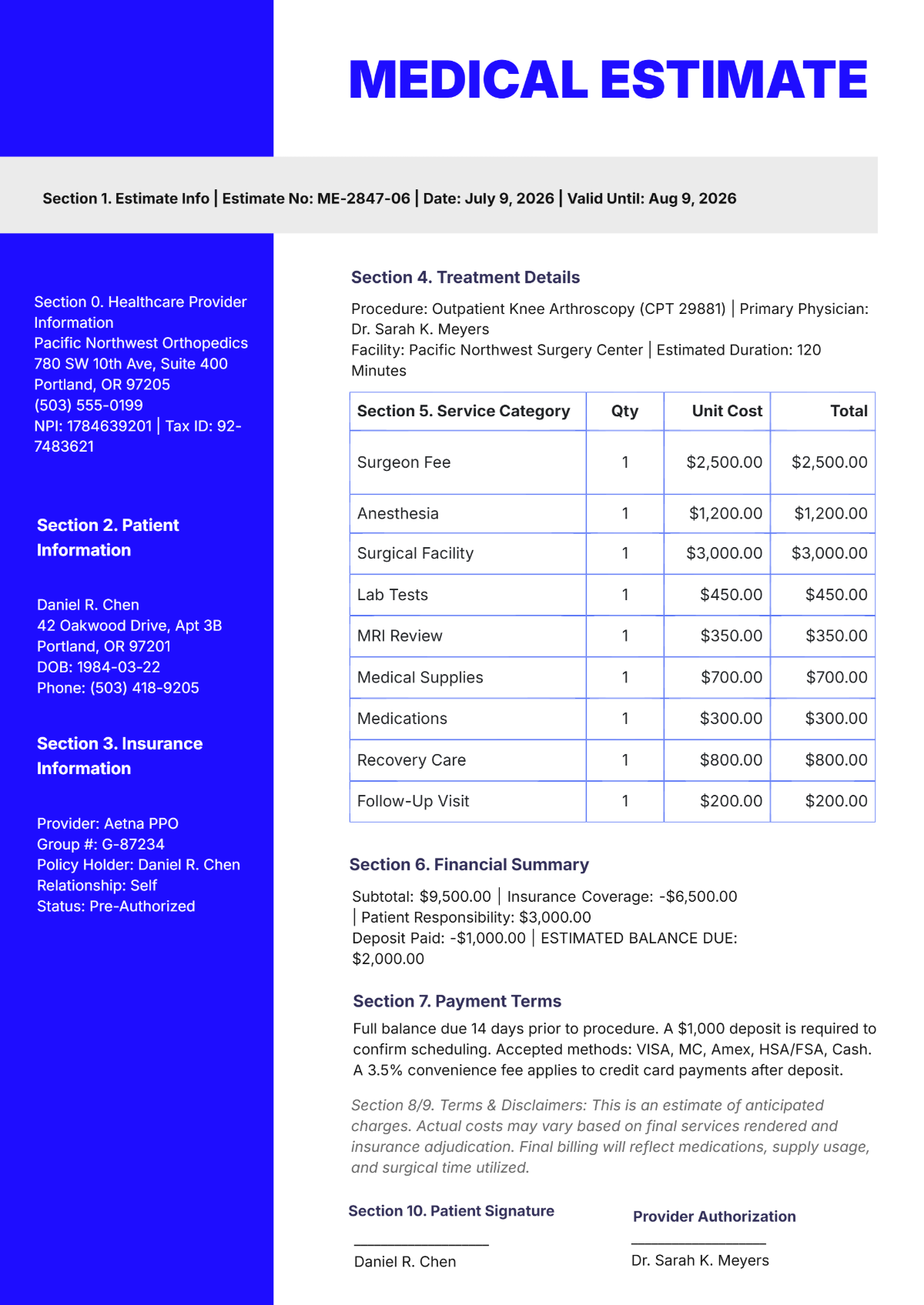 Free Medical Estimate Template to Edit Online Free Medical Estimate Template to Edit Online