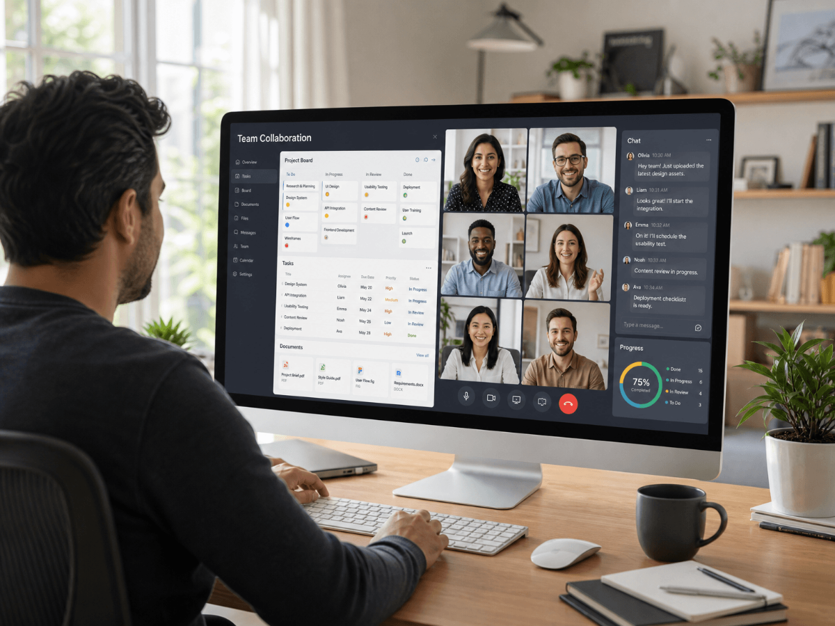 Free Remote Team Collaboration Stock Photo Template to Edit Online