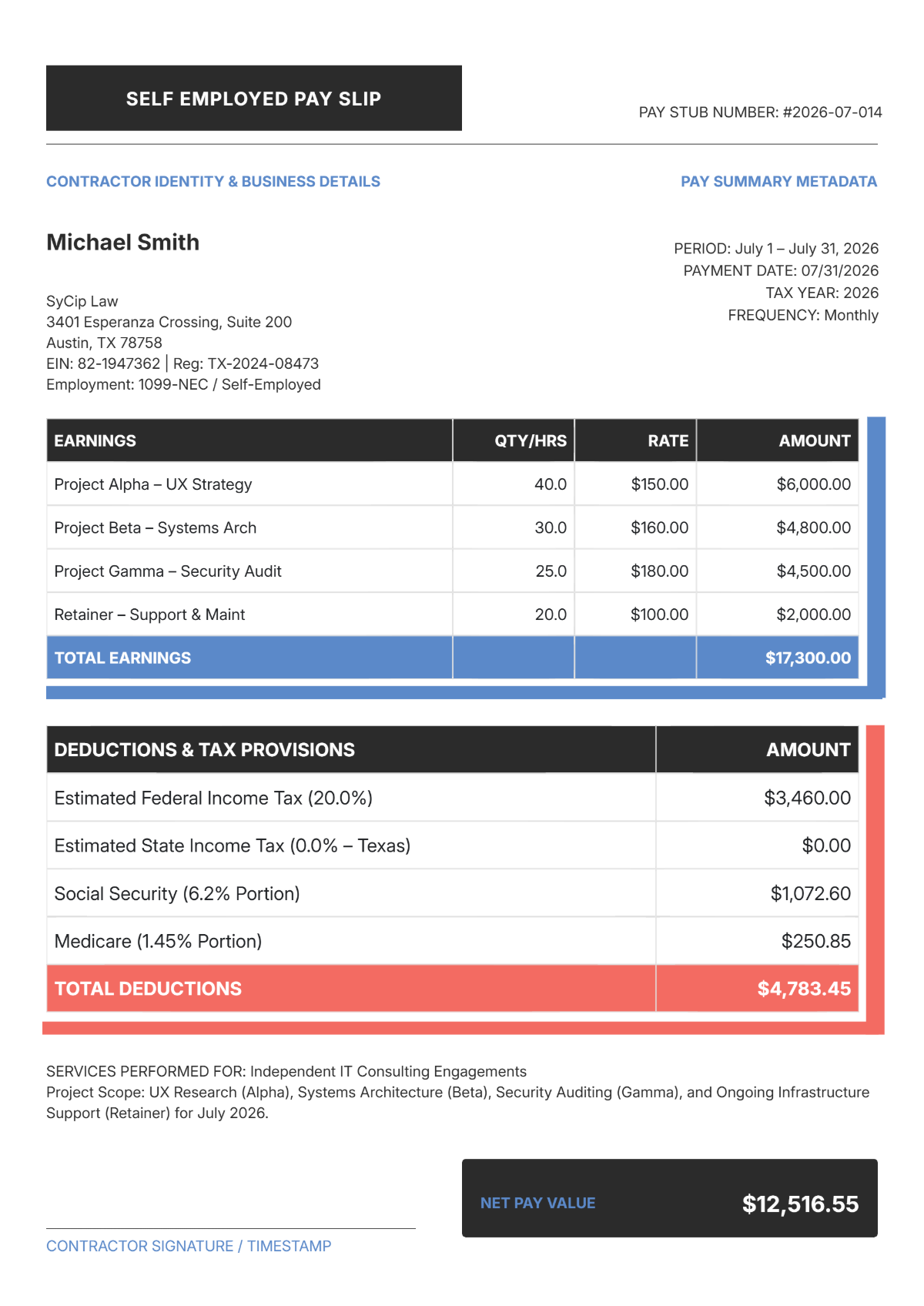 Free Self-Employed Payslip Template to Edit Online Free Self-Employed Payslip Template to Edit Online