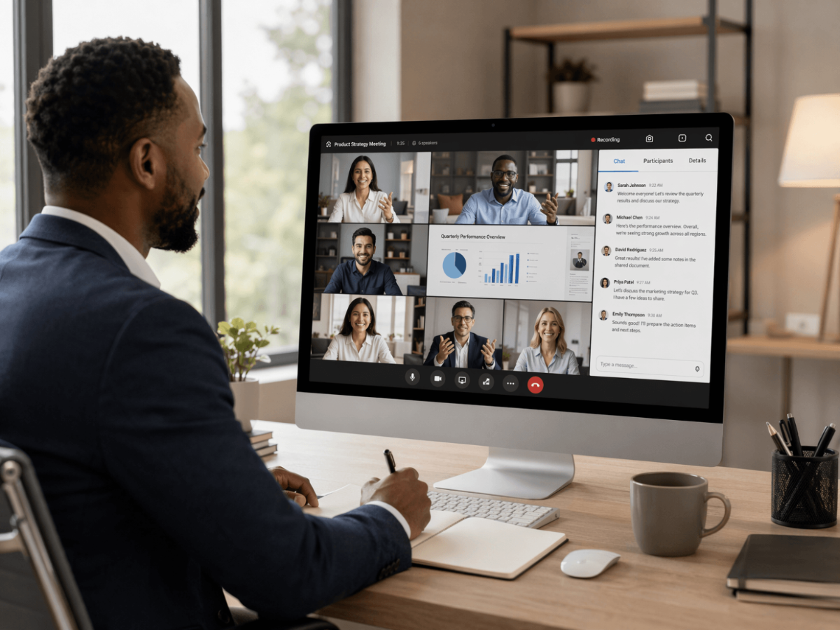 Free Video Conference Meeting Stock Photo Template to Edit Online