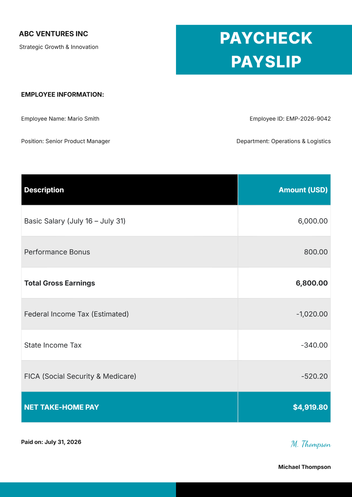 Free Paycheck Payslip Template to Edit Online Free Paycheck Payslip Template to Edit Online