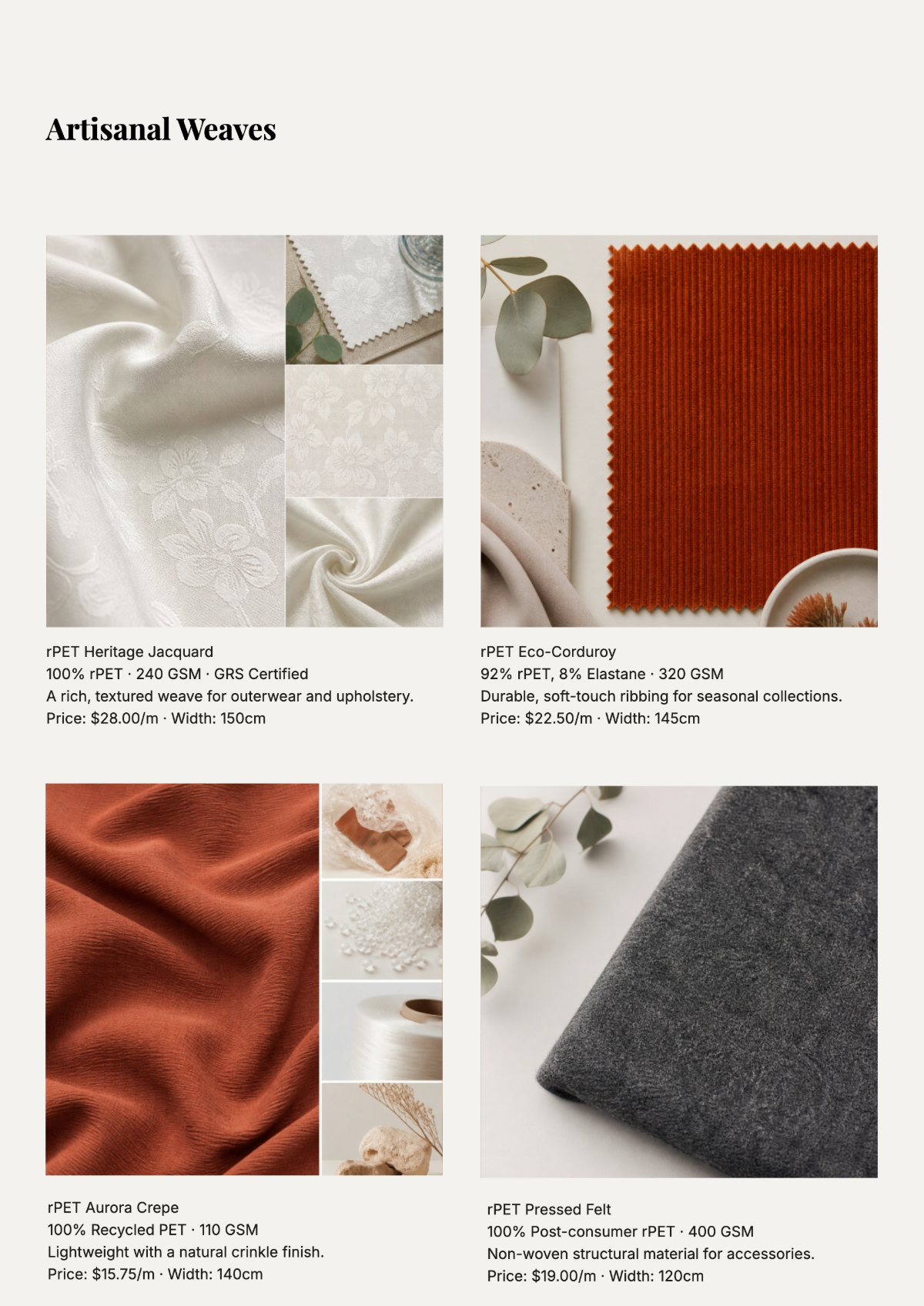 Free Sustainable Fashion Textile Catalog Template to Edit Online