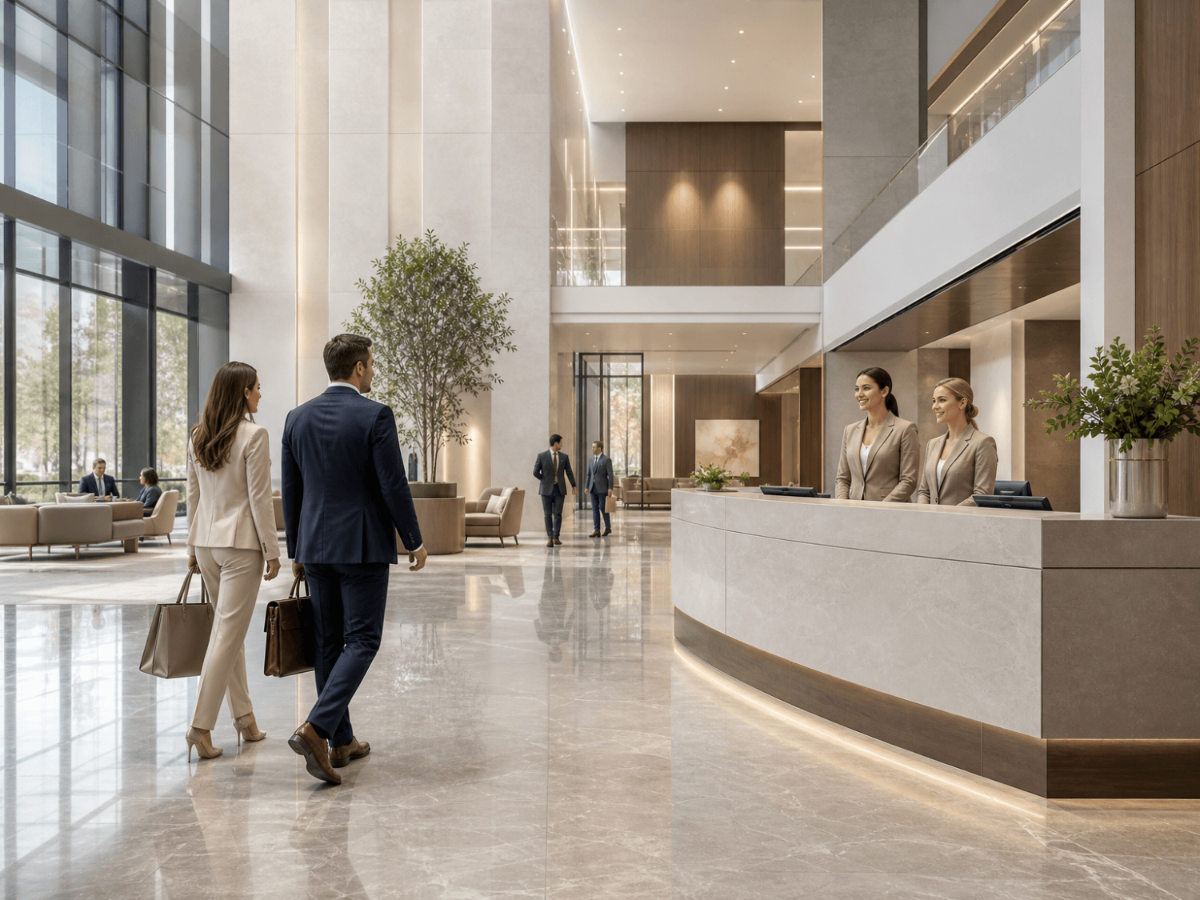Free Corporate Office Lobby Stock Photo Template to Edit Online