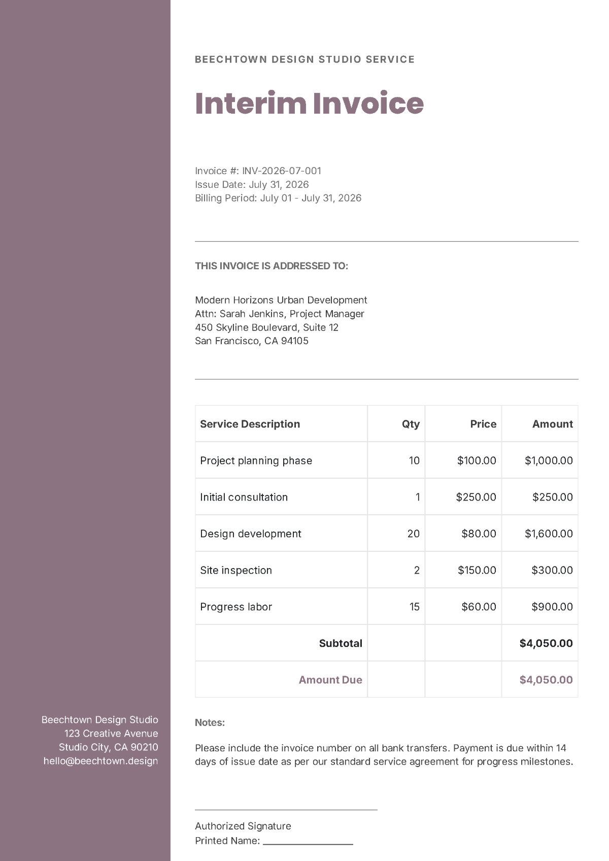 Interim Invoice - AI Invoice Generator, Invoice Maker Tool