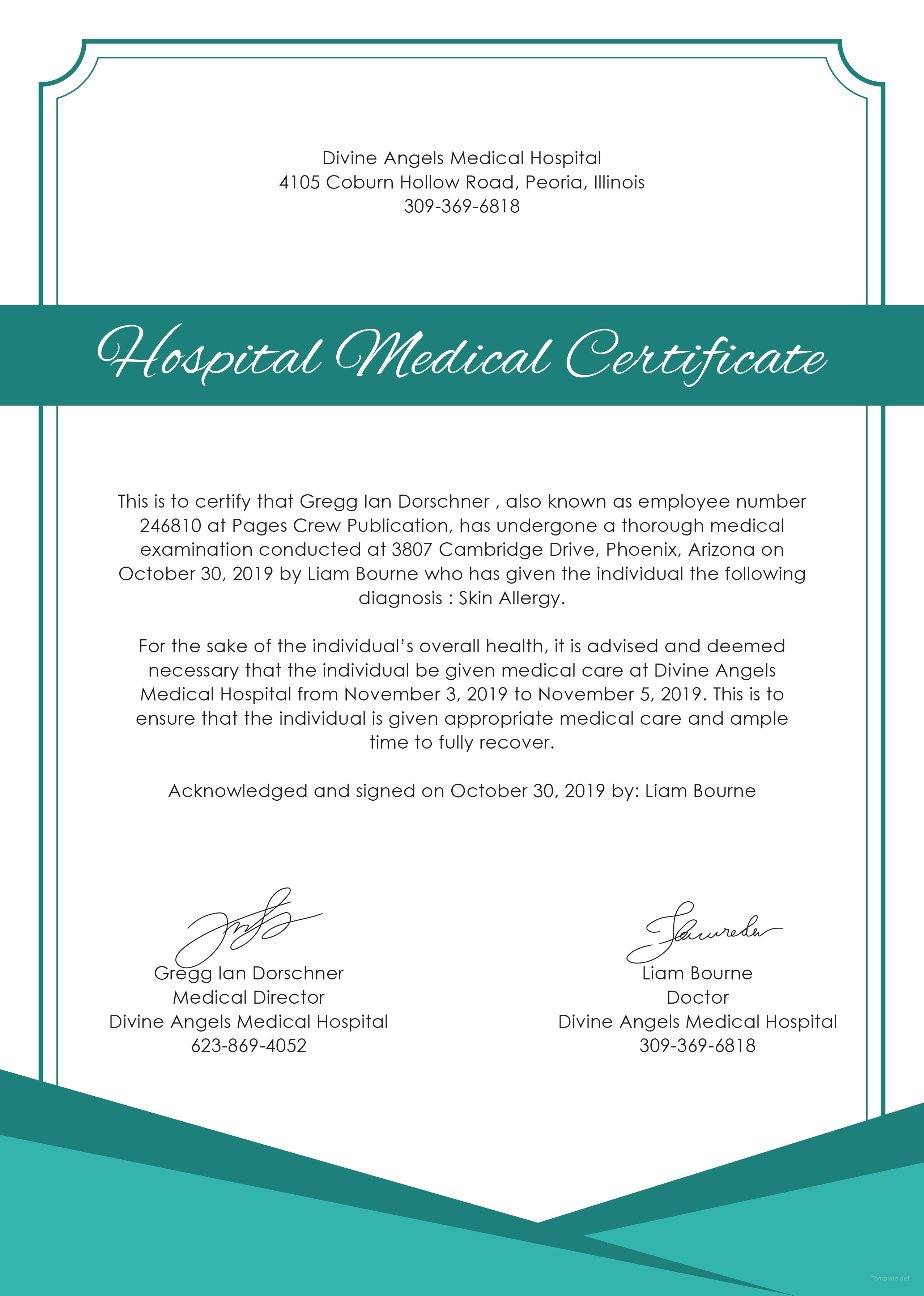 Free Hospital Medical Certificate Template In Microsoft Word Microsoft 