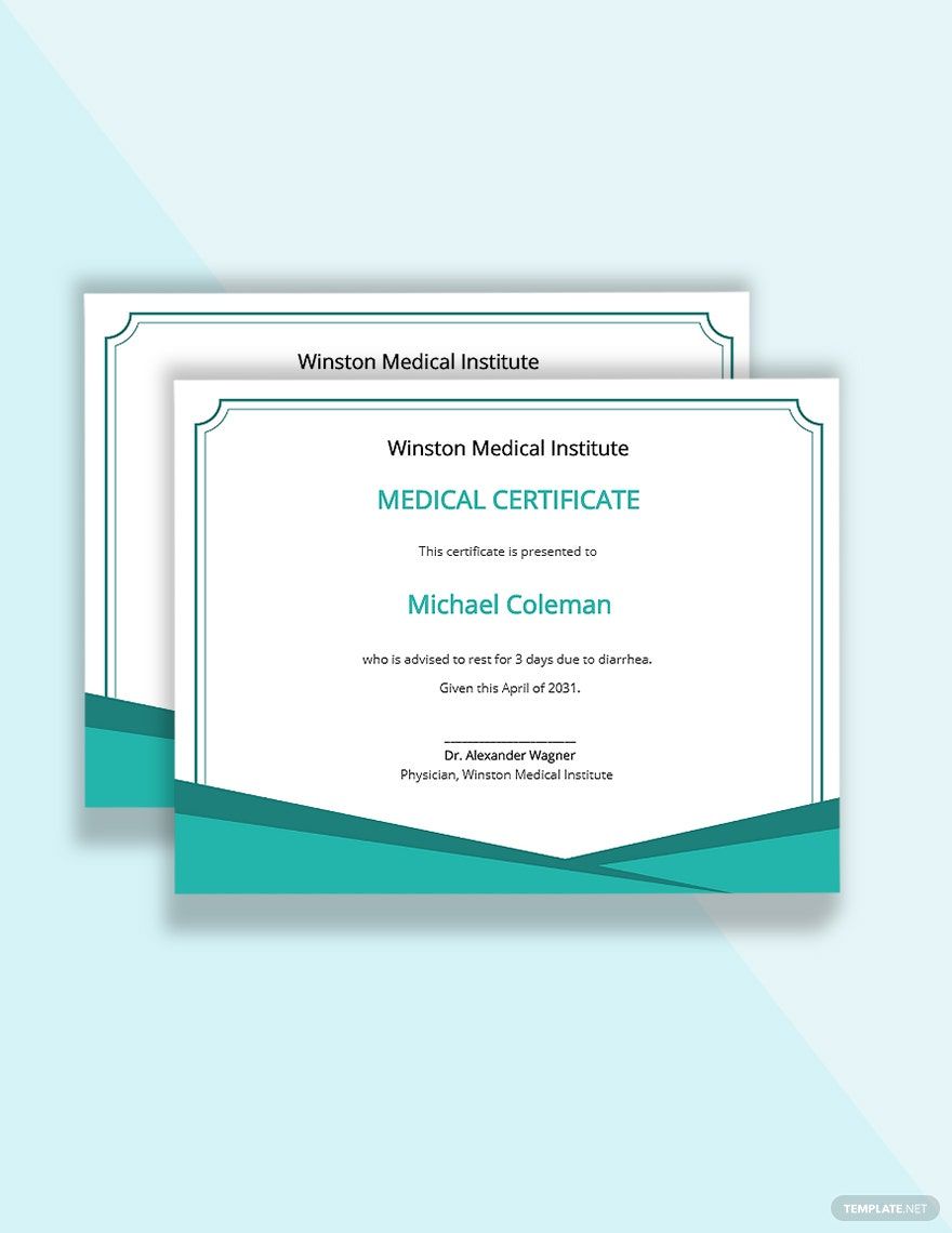 Hospital Medical Certificate Template in Word, Google Docs, Illustrator, PSD, Apple Pages, Publisher