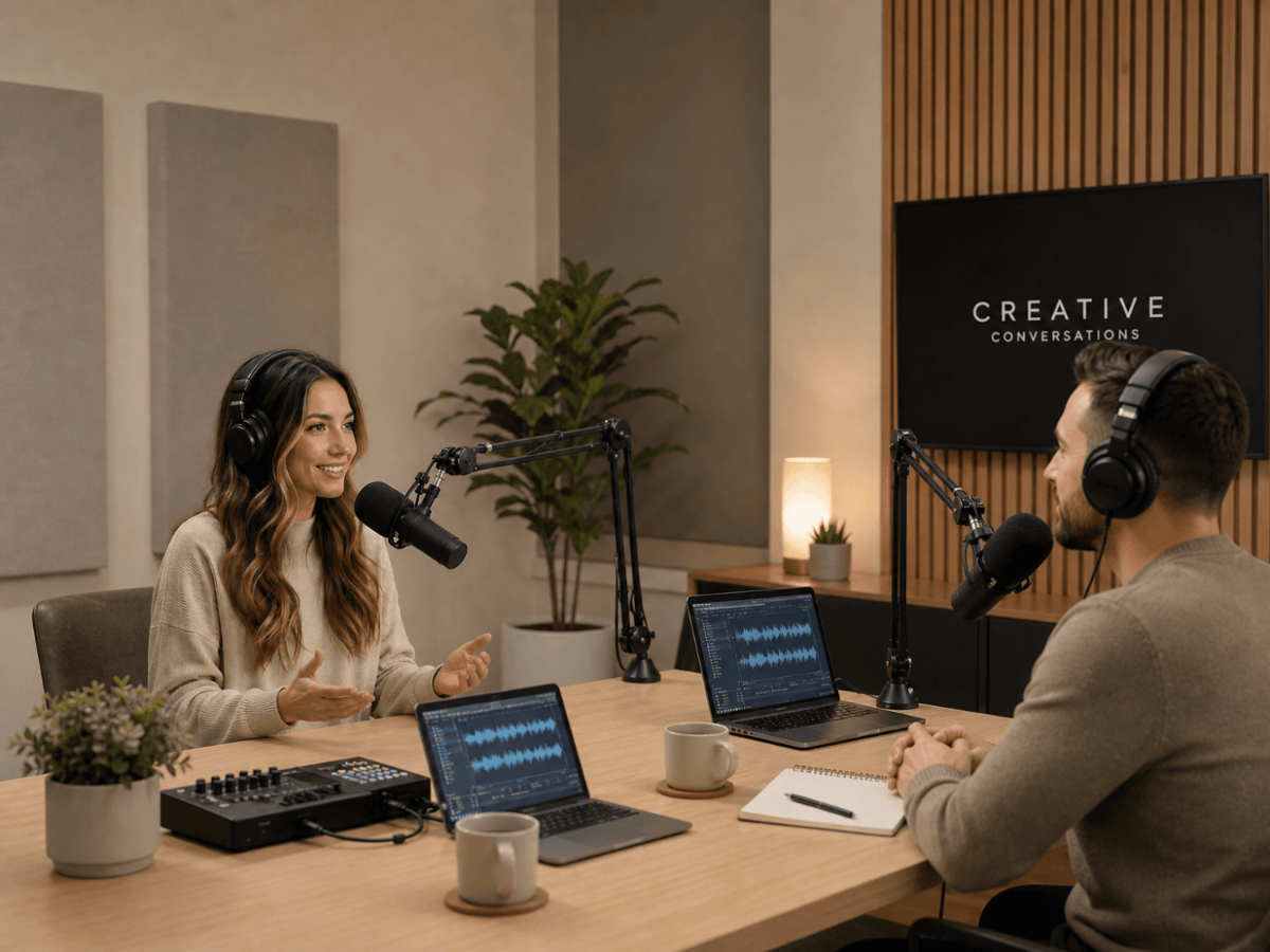 Free Podcast Recording Studio Stock Photo Template to Edit Online
