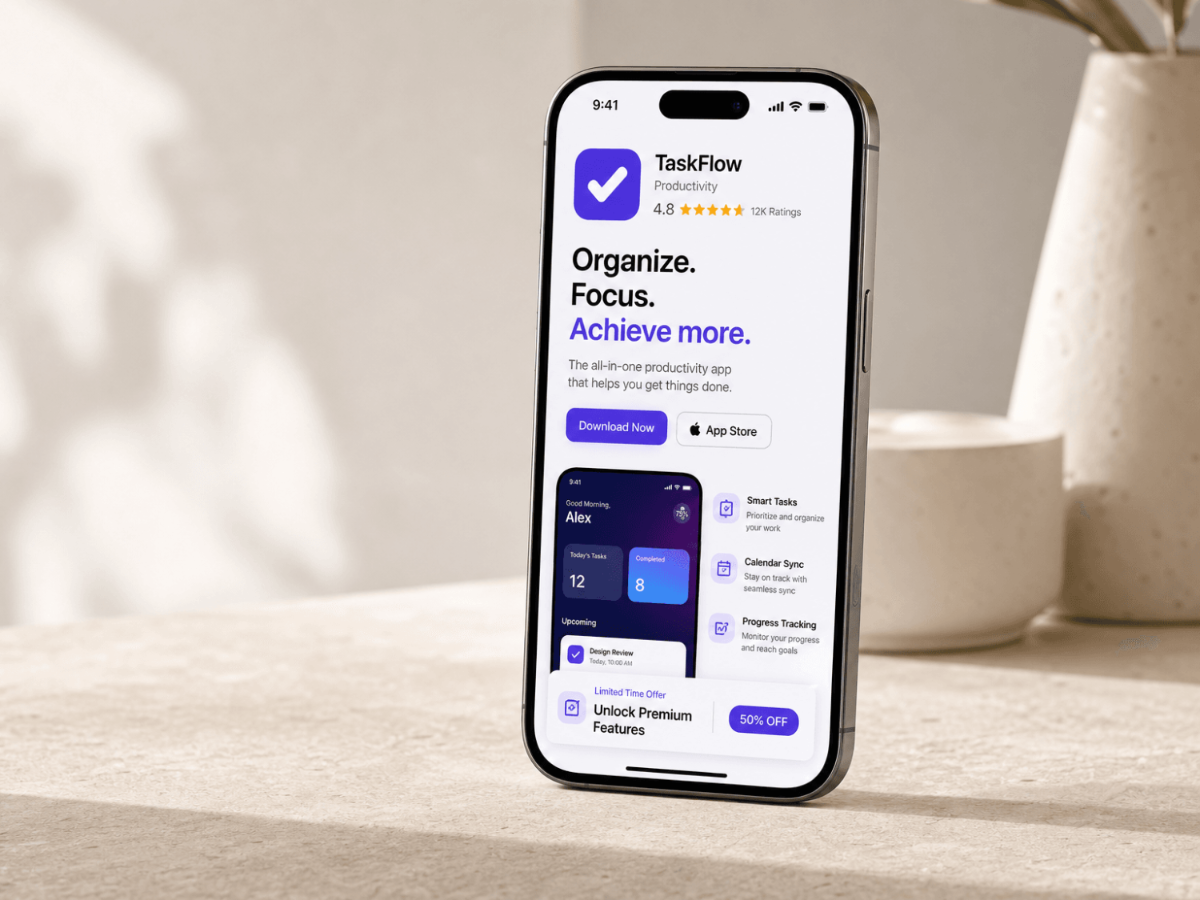 Free Mobile App Promotion Stock Photo Template to Edit Online